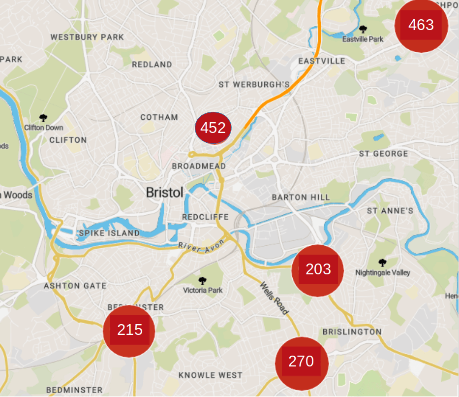 Bristol air quality map